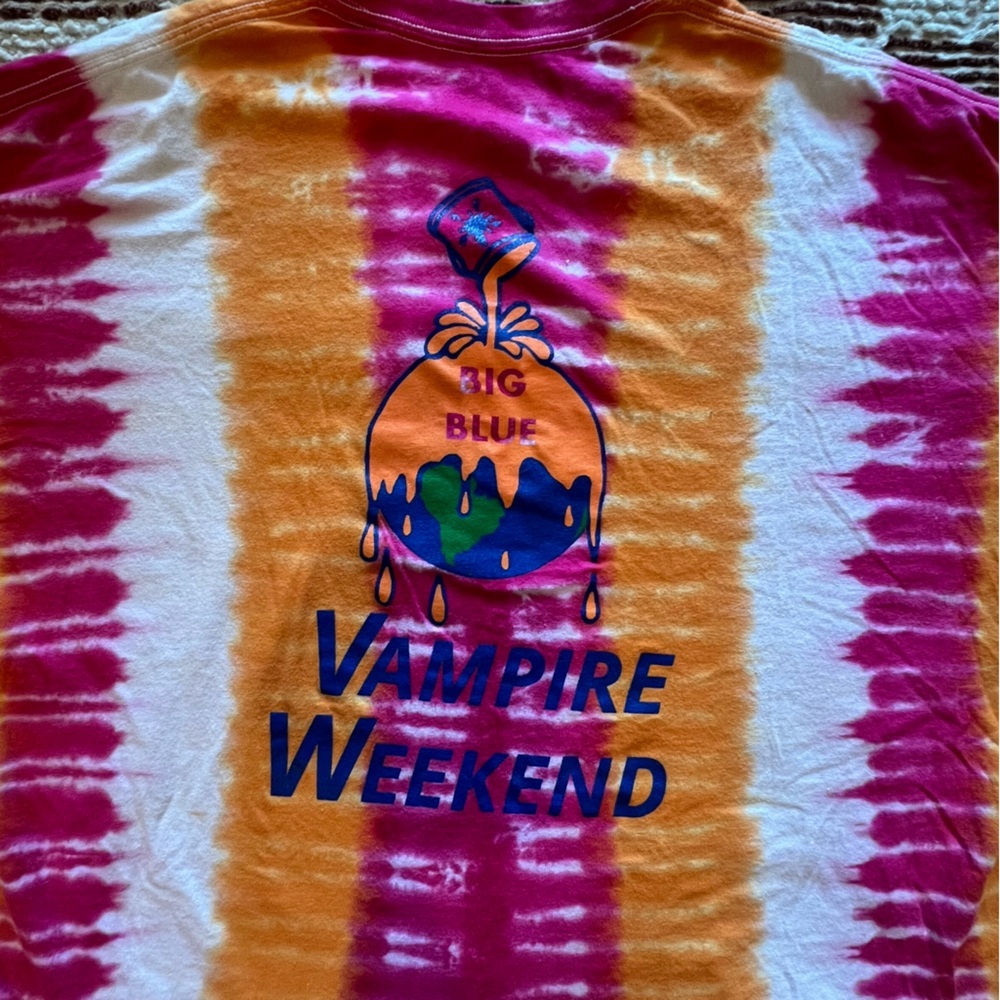2019 Vampire Weekend Father of the Bride Sherbert Stripe Tie Dye Band T Shirt - Picture 3 of 4